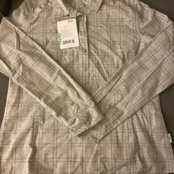 STIO Button Poplar Shirt Popover Shirt Lichen Plaid NWT L - Picture 6 of 10